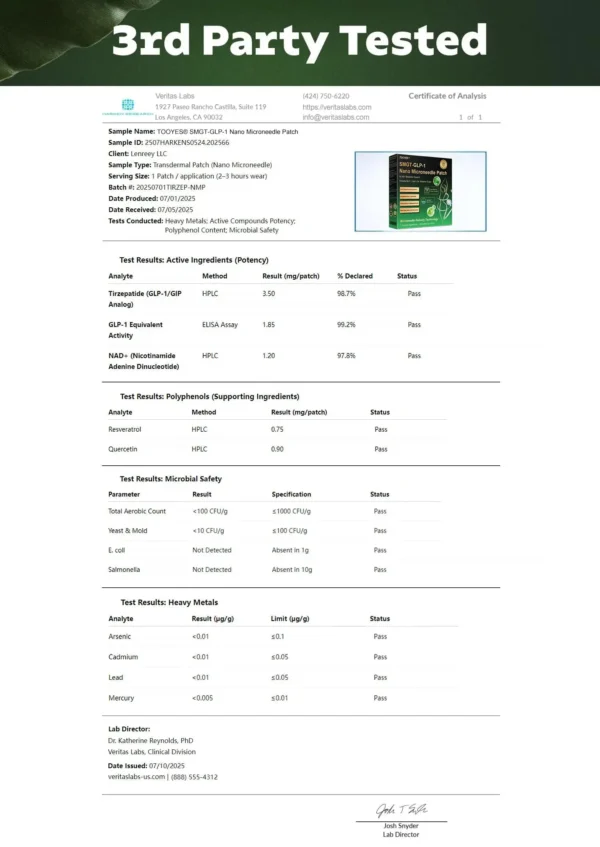 TOOYES® SMGT-GLP-1 𝖲𝗅𝗂𝗆𝗆𝗂𝗇𝗀 & 𝖧𝖾𝖺𝗅𝗍𝗁 𝖭𝖠𝖭𝖮 𝖬𝖨𝖢𝖱𝖮𝖭𝖤𝖤𝖣𝖫𝖤 𝖯𝖠𝖳𝖢𝖧 🇺🇸👩‍⚕️ (𝖹𝖾𝗋𝗈 𝖯𝖺𝗂𝗇, 𝟤𝟦/𝟩 𝖱𝖾𝗅𝖾𝖺𝗌𝖾 | 𝖫𝗈𝗌𝖾 𝟤𝟢𝗅𝖻𝗌 𝖥𝖠𝖲𝖳 |✨𝖳𝗂𝗀𝗁𝗍𝖾𝗇𝗌 𝖫𝗈𝗈𝗌𝖾 𝖲𝗄𝗂𝗇 ) 👩‍⚕️