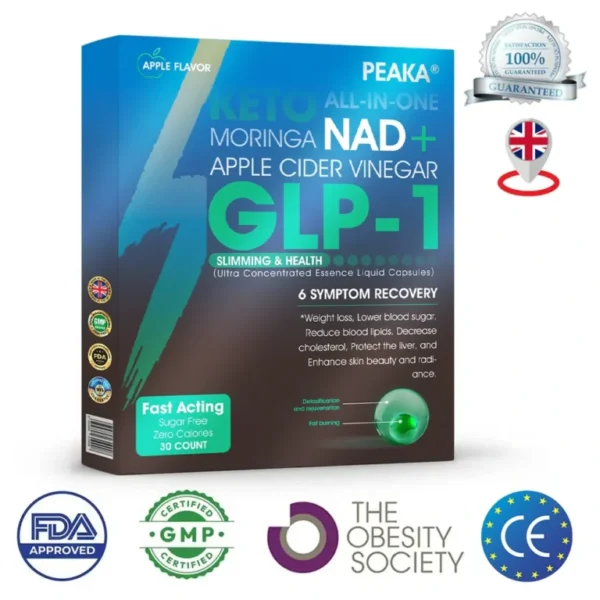 Official Authorized Store PEAKA® GLP-1 Slimming & Health Ultra Concentrated Essence Liquid Pearls – NAD+ Moringa & ACV & Keto BHB (✅speedy, long-lasting, addressing diabetes, obesity, and cardiovascular diseases) – ⚡Developed by the Obesity Society🌿💚