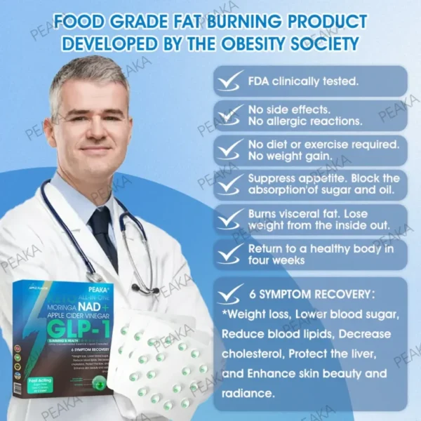 Official Authorized Store PEAKA® GLP-1 Slimming & Health Ultra Concentrated Essence Liquid Pearls – NAD+ Moringa & ACV & Keto BHB (✅speedy, long-lasting, addressing diabetes, obesity, and cardiovascular diseases) – ⚡Developed by the Obesity Society🌿💚