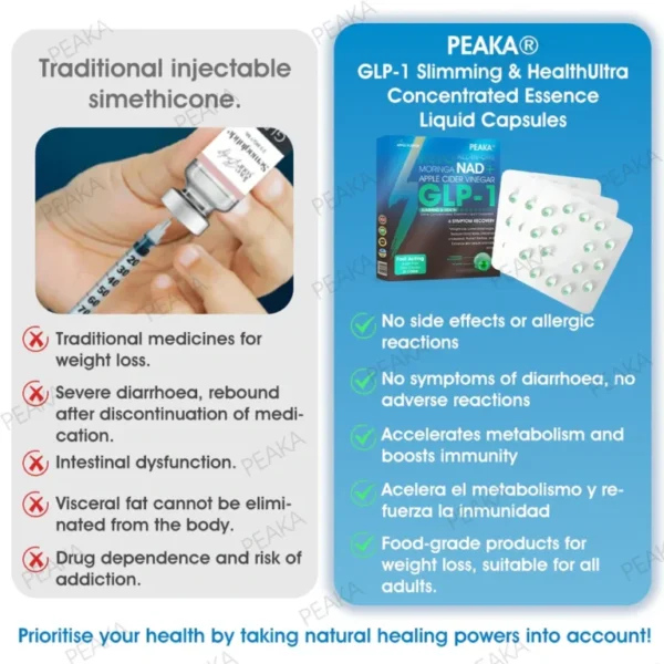 Official Authorized Store PEAKA® GLP-1 Slimming & Health Ultra Concentrated Essence Liquid Pearls – NAD+ Moringa & ACV & Keto BHB (✅speedy, long-lasting, addressing diabetes, obesity, and cardiovascular diseases) – ⚡Developed by the Obesity Society🌿💚